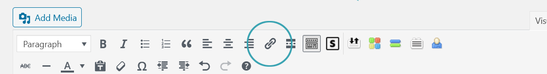 Making a link in WordPress - link icon